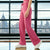 Pink Women High-waisted Drawstring Loose Solid Color Fitness Sports Yoga Pants