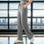 Gray Women High-waisted Drawstring Loose Solid Color Fitness Sports Yoga Pants
