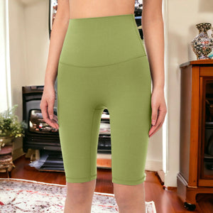 Dark green High Waist Basic Biker Shorts