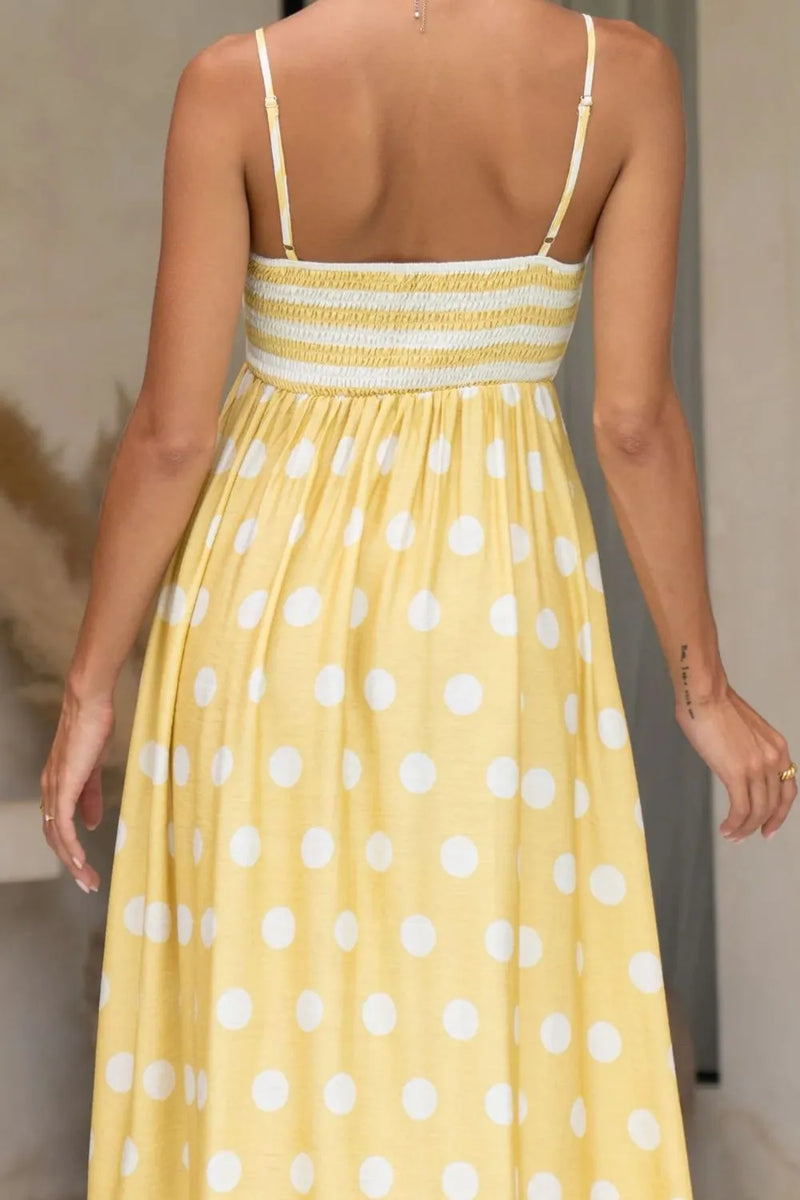 Back view of Polka Dot Square Neck Cami Dress