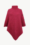 Turtleneck Buttoned Poncho For Women