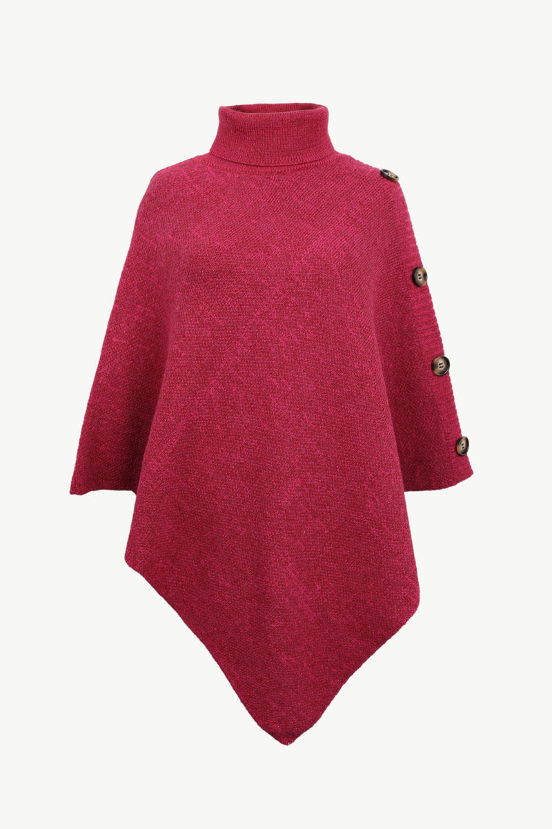 Red poncho with buttons on a white background