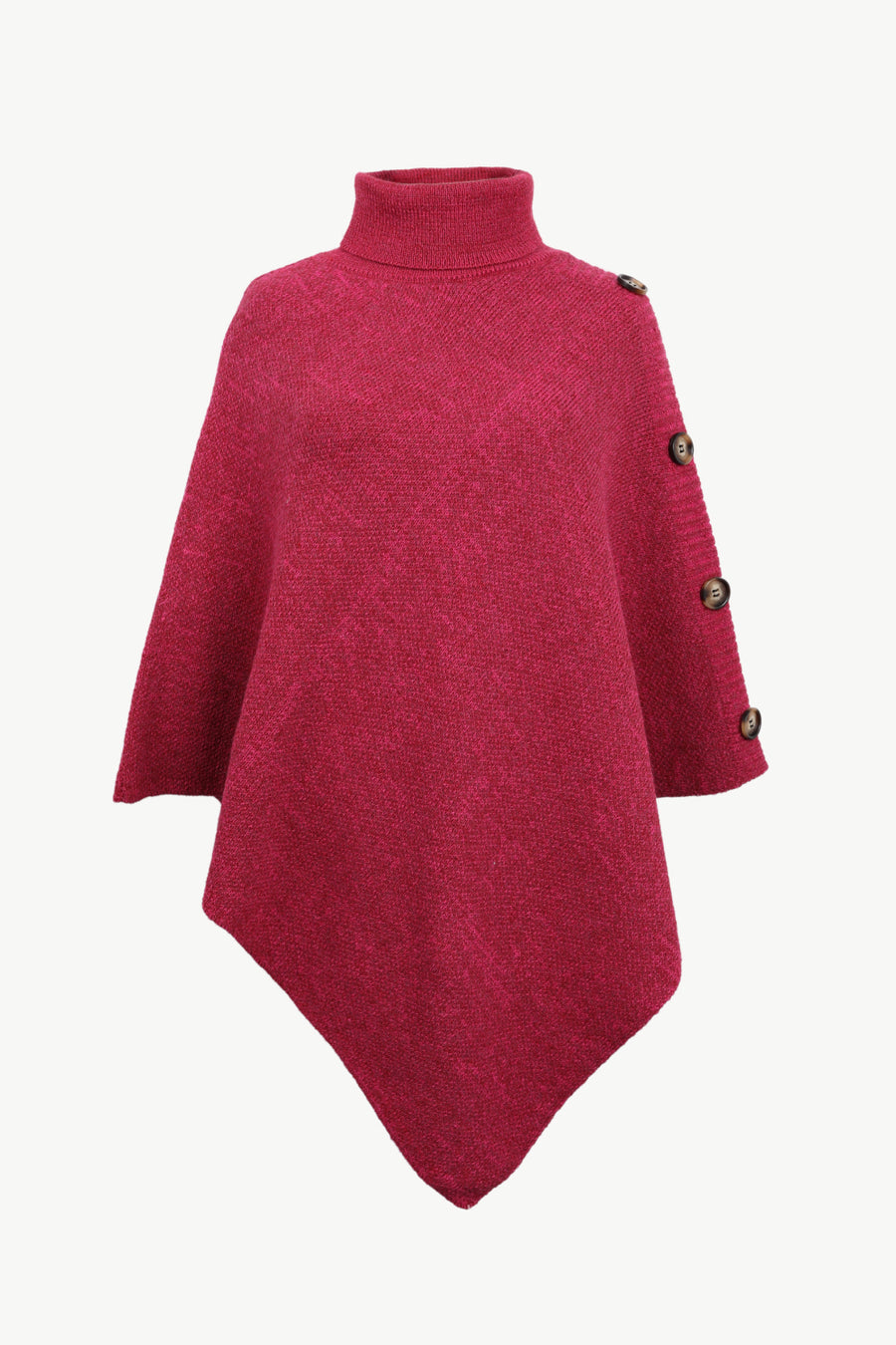 Red poncho with buttons on a white background