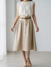 High-Waisted A-Line Midi Skirt