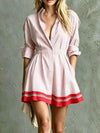 Woman's Striped Long Sleeve Shirt Dress