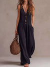 V-Neck Sleeveless Wide Leg Jumpsuit