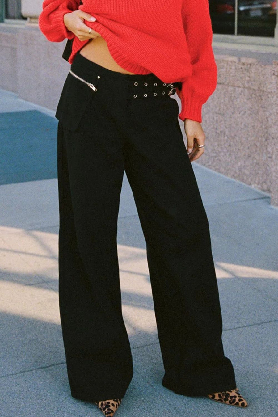 Black Wide Leg Jeans with Pockets