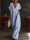 Women's Boutique Full Size Lace Trim V-Neck Maxi Dress Plus Size