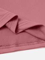 View of hem on pink Graphic Round Neck Short Sleeve T-Shirt