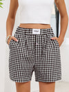 Gingham Elastic Waist Casual Shorts