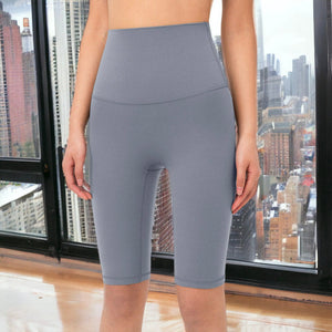 Gray High Waist Basic Biker Shorts