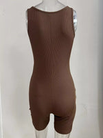 Brown bodysuit on a mannequin against a white background