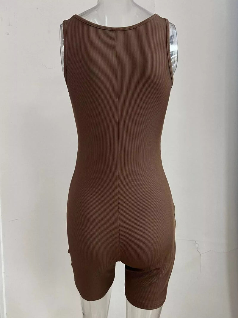 Brown bodysuit on a mannequin against a white background