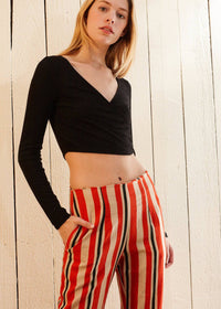 Front view of Women's Hi-waisted Cropped Pants in Poppy Multi 