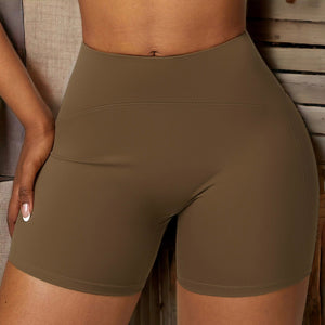 Brown High Waist Activewear Shorts