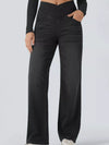 Women's Cat's whisker High-Waisted Cross-Over Waistband Stretch Straight Jeans