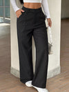 High-Waisted Wide-Leg Pants with Button Detail
