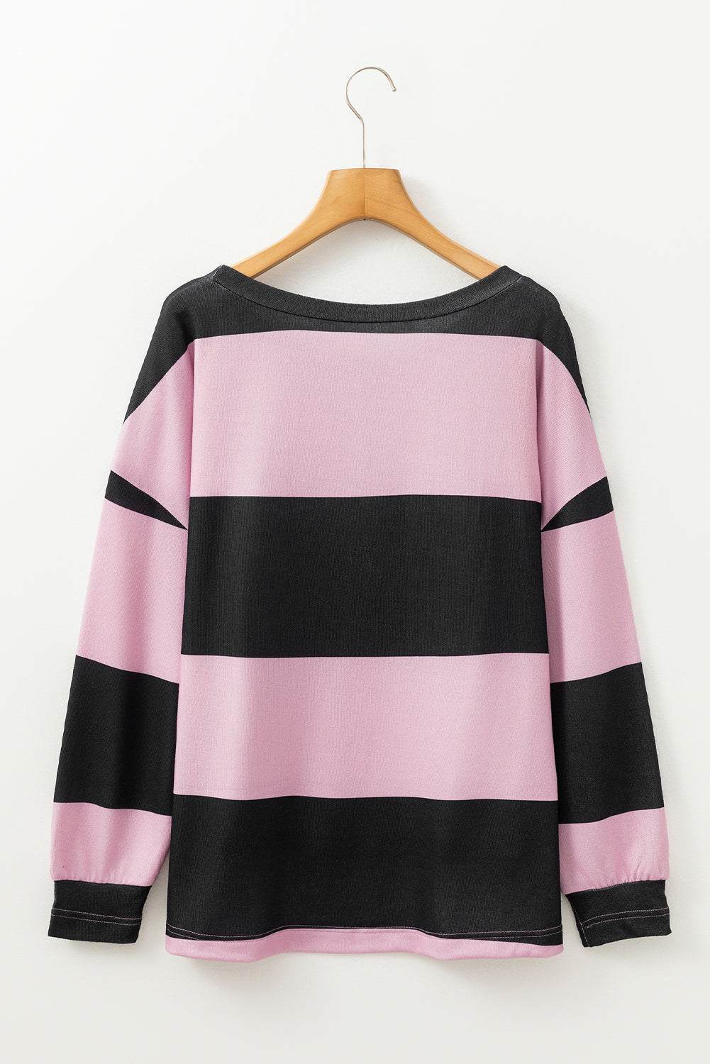 Another back view of High-Low Color Block Round Neck Long Sleeve T-Shirt