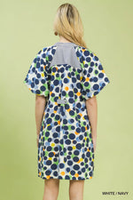 Back view of Umgee Polka Dot Print Tunic Dress