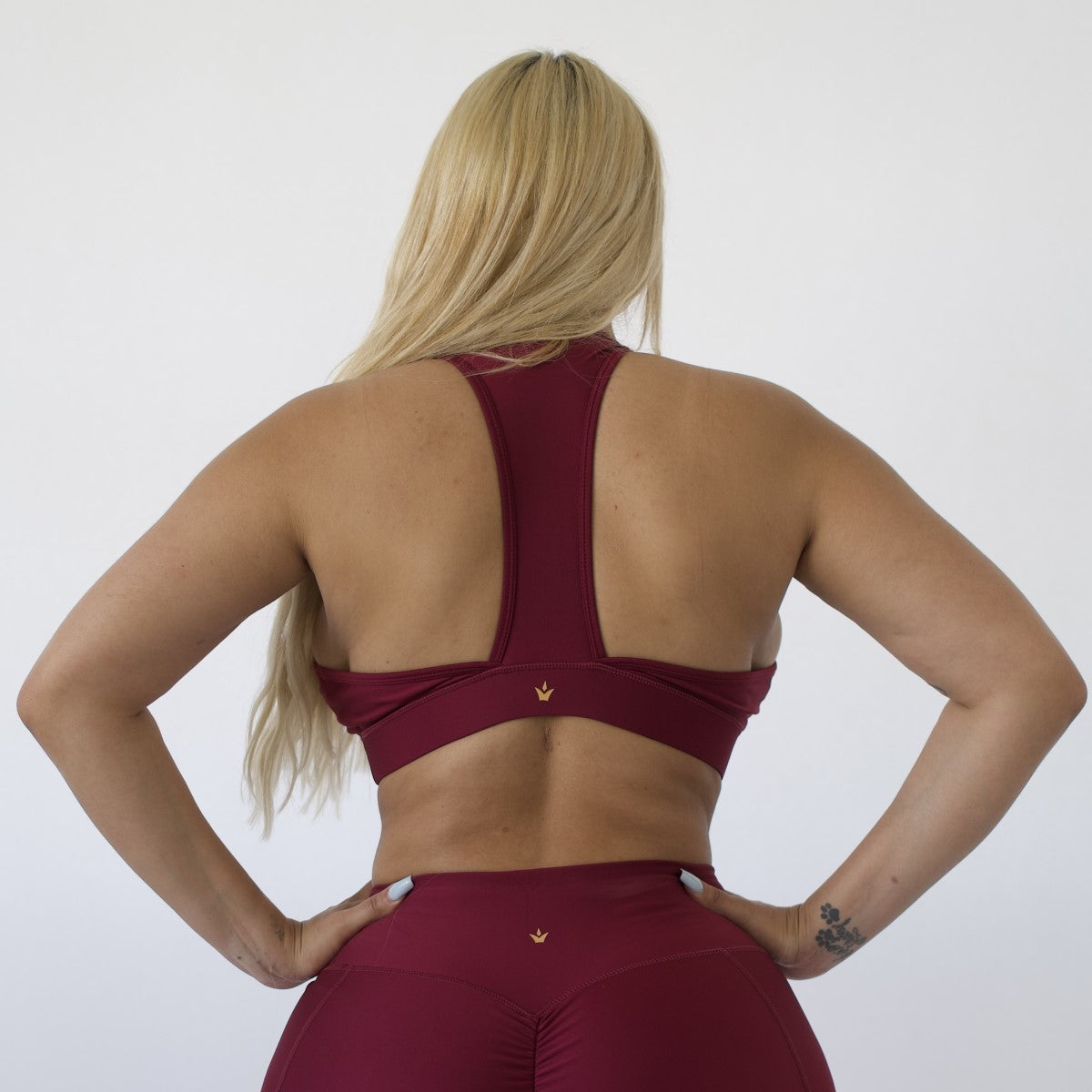 An entire back view of Sports Bra | CRANBERRY