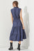 Full back view of PLUS SLEEVELESS BUTTON DOWN COLLARED DENIM DRESS