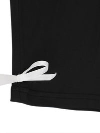 Black garment with a white ribbon detail on a white background