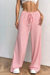 Ribbed Knit Drawstring Wide Leg Pants