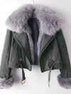 Full Size Faux Fur Collar Denim Jacket Plus Size