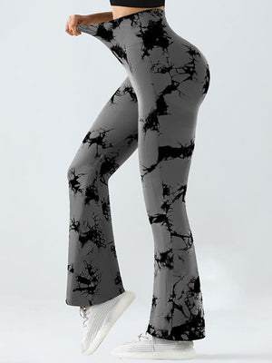 Model showing waist of black Tie-Dye High Waist Active Leggings