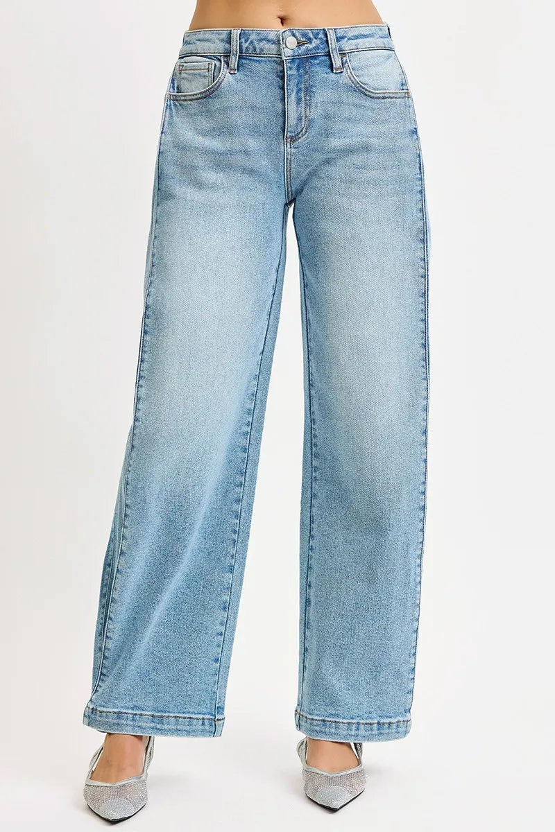 Light blue jeans on a white background