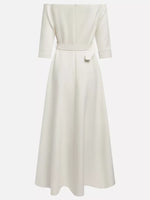 White dress with a belt on a white background