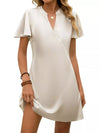 Women's Notched Flutter Sleeve Mini Dress