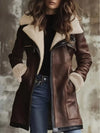 Zip Up Sherpa Leather Outerwear