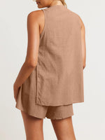 Full Size Button Up Top and Shorts Set