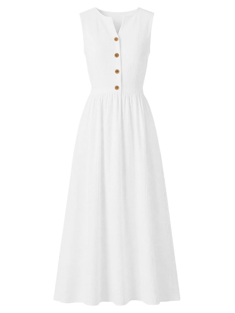 Green sleeveless dress on a white background