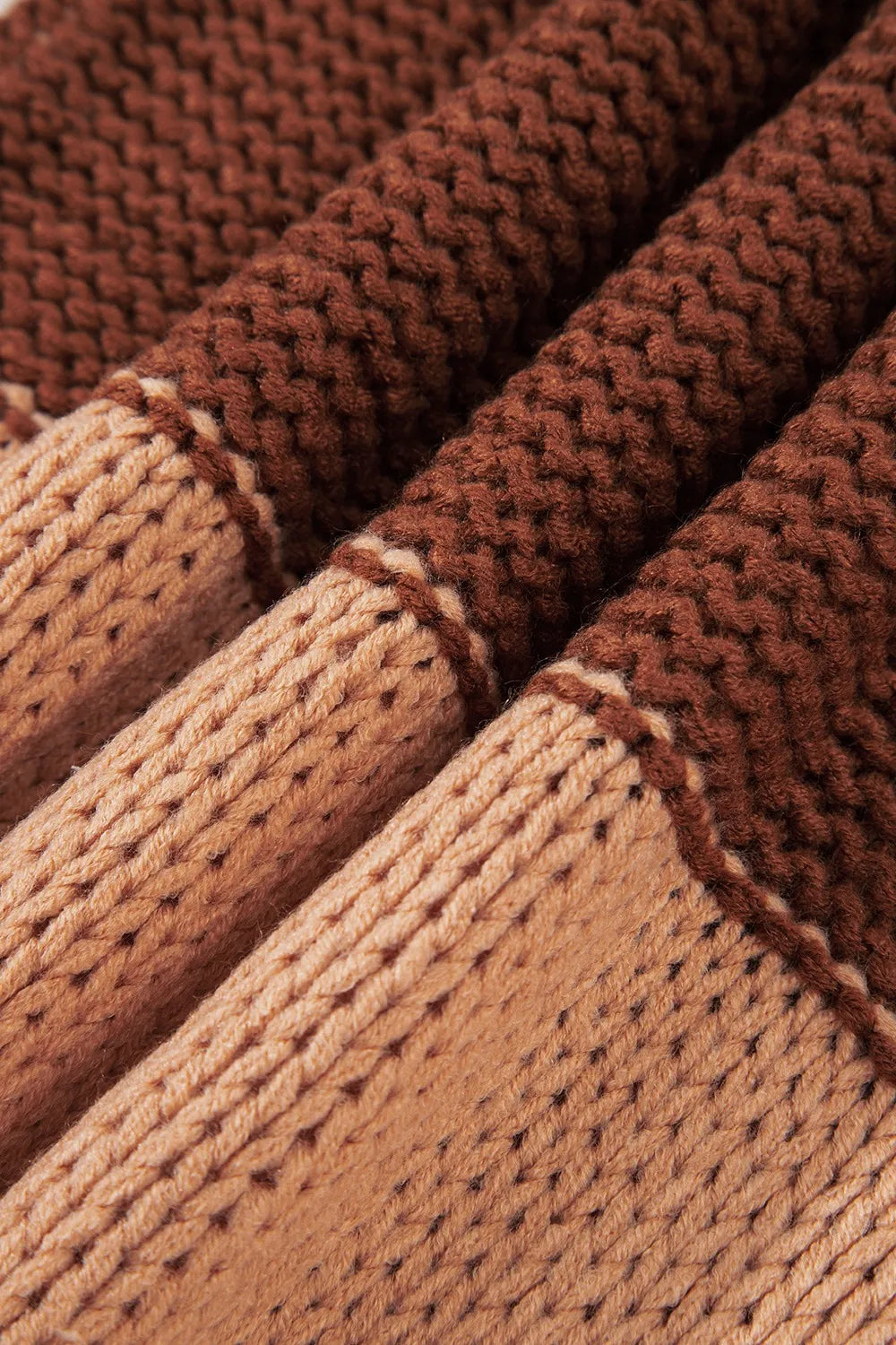 Close-up of brown and beige textured fabric