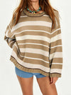 Oversized Striped Crew Neck Sweater For Women