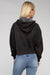 Women's black Acid Wash Fleece Cropped Zip-Up Hoodie