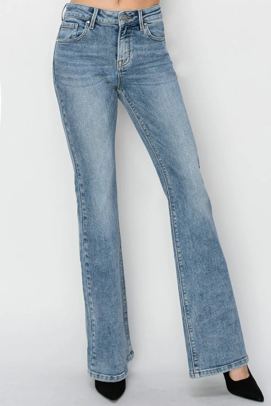 Light blue jeans on a white background