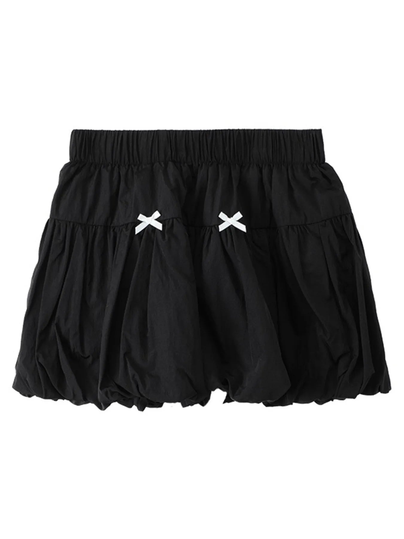 Black skirt with white bow details on a white background