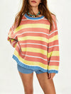 Oversized Striped Crew Neck Sweater For Women