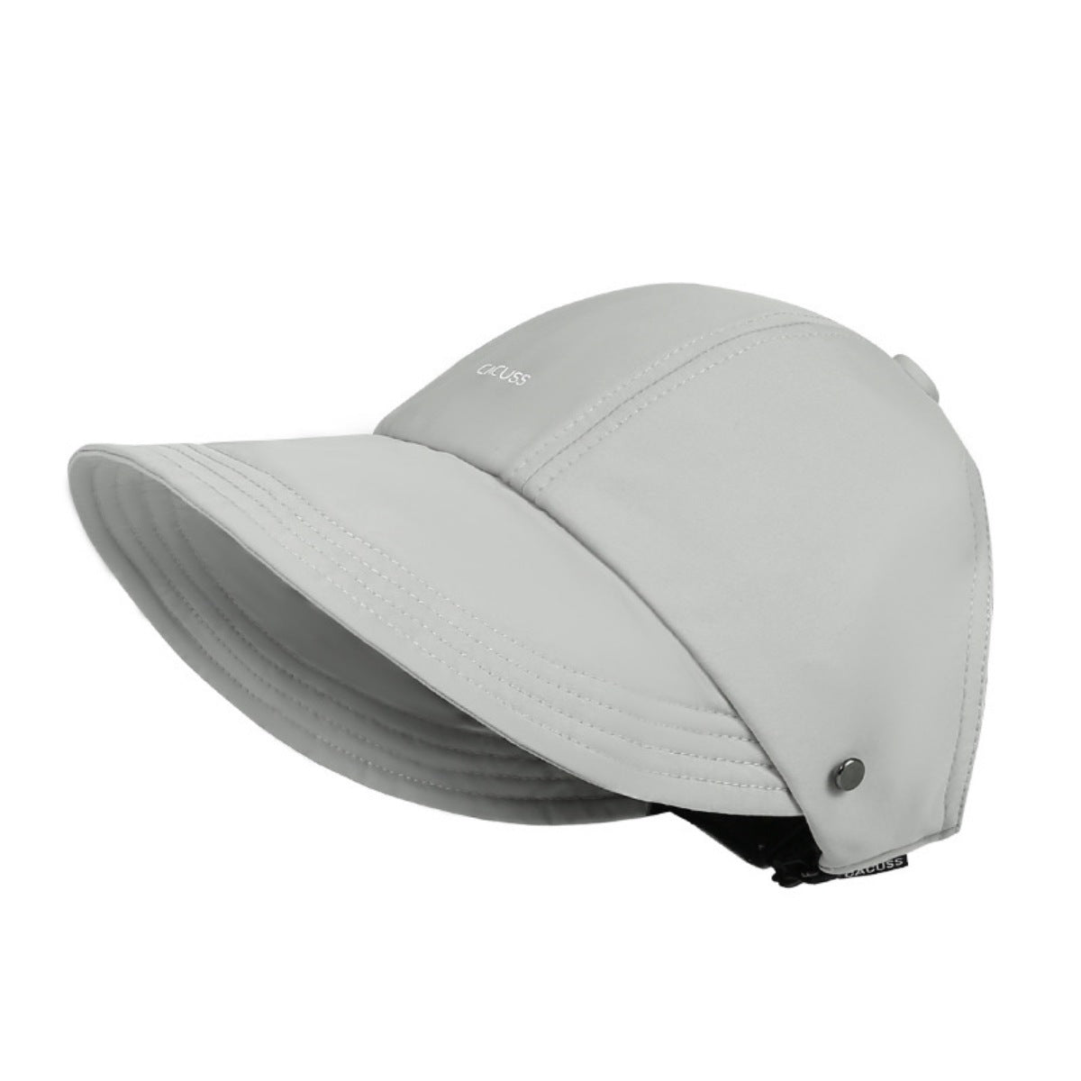 Light gray baseball cap with a visor on a white background