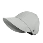 Light gray baseball cap with a visor on a white background