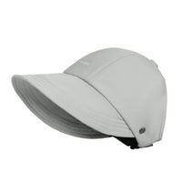 Light gray baseball cap with a visor on a white background