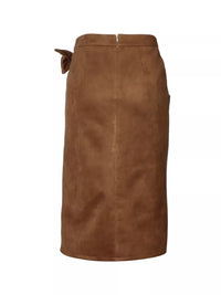 Brown suede skirt on a white background