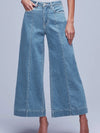 Seam Detail Flared Bottom Ankle Length Jeans
