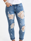 Distressed Lace Skinny Jeans