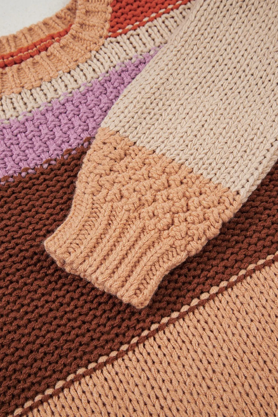 Close-up of a knitted fabric with multicolor pattern