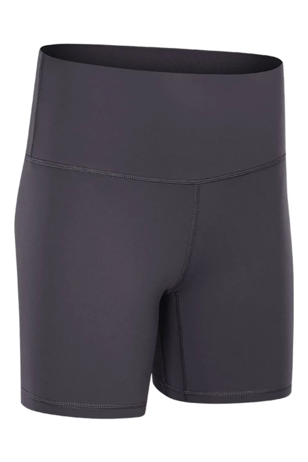 Dark gray athletic shorts on a white background