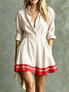Woman's Striped Long Sleeve Shirt Dress